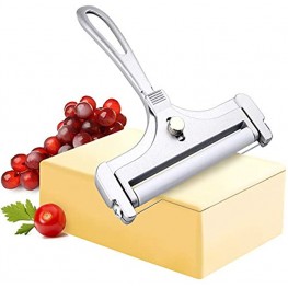 Bivisen Stainless Steel Wire Cheese Slicer Adjustable Thickness Cheese Slicer Wired Cheese Cutter for Soft Semi-Hard Cheeses Kitchen Cooking Tool Silver