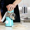 Cambom Manual Rotary Cheese Grater Round Mandoline Slicer with Strong Suction Base Vegetable Slicer Nuts Grinder Cheese Shredder with Clean Brush