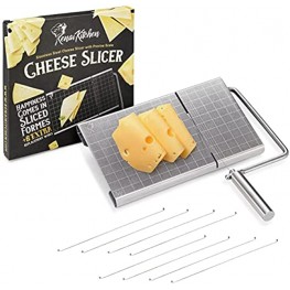 Cheese Slicer With Wire Cheese Slicers for Block Cheese with Accurate Size Scale On Cheese Slicer Board For Prices Cuts Incl 8 Replacement Wires Ideal Cheese Cutter Wire For Charcuterie Boards
