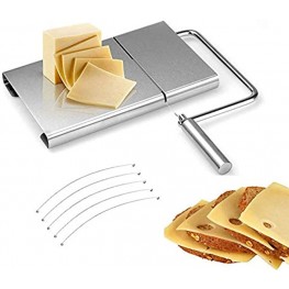 Stainless Steel Modern Cheese Slicer Stainless Steel Cheese Cutter,Wire Cheese Slicer for Cheese Butter Equipped with 5Replaceable Cheese Slicer Wires