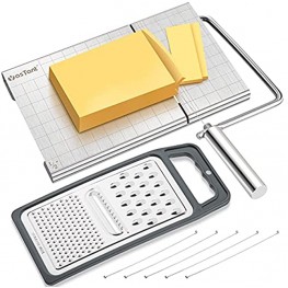 YasTant Professional Cheese Slicer for Block Cheese Luxury Size Cheese Cutter Stainless Steel Cheese Slicer Board with Wire Cutter Heavy Duty Perfect for Soft Semi Hard Cheese Grey