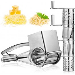 Stainless Steel Rotary Grater Handheld Rotary Grater Handheld Rotating Cheese Grater with 4 Stainless Drum for Grating Hard Cheese Chocolate Nuts Kitchen Tool
