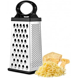 SUTINE Cheese Grater，Stainless Steel Box Grater for Kitchen ，4 Side Stand Grater with Clean Brush for Parmesan Cheese Ginger Vegetables & More