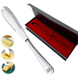 AVA ,Stainless Steel Butter Knife Romantic Red Gift box with holes and Serrated Edges ,Ergonomic handle ,Multi-Function Spreader ,3 in 1 Useful Kitchen Gadget Cheese ,Jams,Jelly  Bread Cutter.