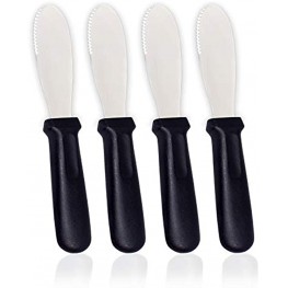 Butter Spreader Knives | 4 PCS Wide Blade Stainless Steel Spreader Knife | Black Plastic Handle Spreading Knives | Sandwich Condiment Spreader | Bread Knives Set of 4 | Soft Cheese Spreader | Anapoliz