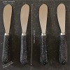 CIROA Black Granite Cheese Spreader Set | Set of 4 Stone Look and Stainless Steel Spreaders in Gift Box