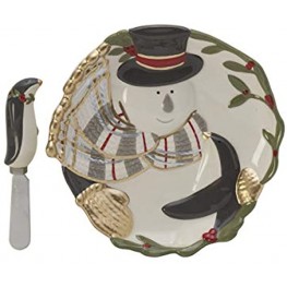 Fitz and Floyd Mistletoe Merriment Snack Plate with Spreader 2-Piece Assorted