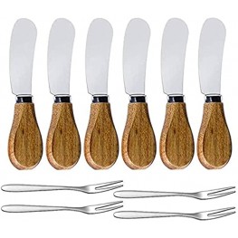 Linwnil Spreader Knife Set,Cheese and Butter Spreader Knives & Mini Fruit Fork,Wooden Multipurpose Butter Knives A