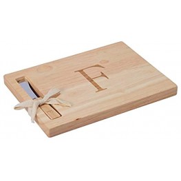 Monogram Oak Wood Cheese Board With Spreader,F-Initial F