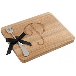 Monogram Wood Cheese Board with Spreader P Initial P