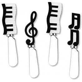 Mr. Spreader 4-Piece Musical Notes Hand Painted Resin Handle with Stainless Steel Blade Cheese Spreader Assorted