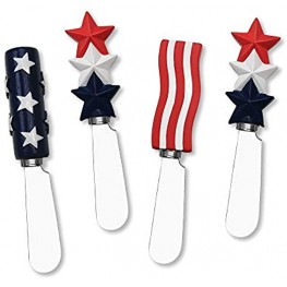 UPware 4-Piece American Flag Hand Painted Resin Handle with Stainless Steel Blade Cheese Spreader Butter Spreader Knife Assorted