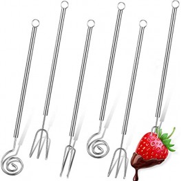 6 Pieces Chocolate Dipping Fork Set Stainless Steel Candy Dipping Tools Candy Melts Fondue Forks for DIY Baking Supplies Decorating 3 Styles