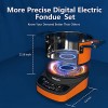 GREECHO Digital Electric Fondue Set — 2.6 Quart Fondue Pot of Stainless Steel Cookware With Temperature Control 1200W Fondue Cheese for Electric Countertop Melting Chocolate Maker Vibrant Orange