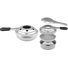 Portable Stainless Steel Fondue Burner,with Heat Resistant Long Handle Mini Fondue Pot Burner for Outdoor Camping and Picnic Alcohol Stove Using Safe Fuel Easy to Diassemble 6.10x1.77x3.74 in