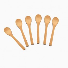 6 Pcs Handmade Small Wooden Spoon Honey Teaspoon Seasoning Coffee Tea Sugar Salt Jam Mustard Ice Cream Bamboo Spoons