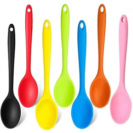 7 Pcs 8 Inch Silicone Mixing Spoon Nonstick Kitchen Spoon Silicone Serving Spoon Stirring Spoon for Kitchen Cooking Baking Mixing