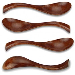 AOOSY Soup Spoons Wooden Spoons 4 Pieces Japanese Style Eco Friendly LightWeight Table Spoon Kitchen Utensil for Adults and Kids