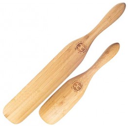 Crate Collective – The Original Bamboo Spurtle Set – 2 Piece Bamboo Spurtle Set Stirring Spatula Spoon – 9" Spurtle 13" Spurtle – Kitchen Utensils and Accessories Wooden Cooking Spoons