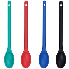 LARCISO 4 Pieces Silicone Spoon Heat-Resistant Non Stick Food Grade Kitchen Tools for Cooking Baking Stirring Serving Scraping Mixing Spoons for Dishwasher Safe