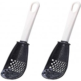 NATUKIT Multifunctional Cooking Spoon Kitchen tools，Skimmer Scoop Colander Strainer Grater Masher Non-toxic Heat-resistant for Cooking Draining Mashing Grating black black