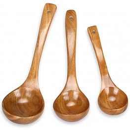 Set of 3 Best Wooden Serving Spoons Ladle Large Wood Soup Ladle Cooking Spoon Handmade Big Kitchen Spoons