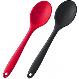 Silicone Nonstick Mixing Spoons Set 2 Heat Resistant Rubber Kitchen Cooking Spoons,Hygienic Design Cooking Baking Spoons Set for Stirring Mixing and Serving