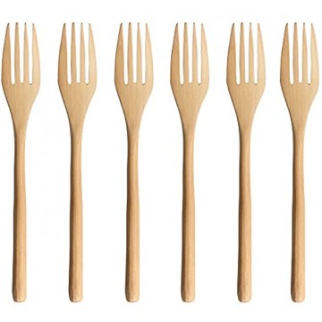 Wooden Forks AOOSY 6 Pieces Eco-friendly Japanese Wood Salad Dinner Fork Tableware Dinnerware for Kids Adult 5 Pieces No Rope Wooden Forks Wooden Color