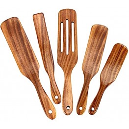 Wooden Kitchen Utensil Set Acacia Non-Stick Heat Resistant Cookware Kitchen Cooking Spoon Wooden Shovel Slotted Spurtle Shovel Set for Mixing Mixing And Serving