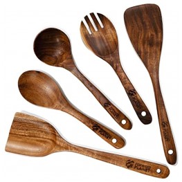 Wooden Spoons for Cooking Great Investment for Kitchen Use Smooth Finish Acacia Wooden Cooking Utensils Heat-resistant & Non-scratch 5 Pcs