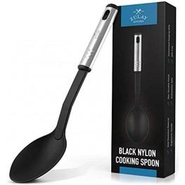 Zulay Nylon Serving Spoon Cooking Spoon With 410°F Heat Resistant Handle Large Kitchen Serving Spoon For Soups Stews and Sauces Non-Scratch and Nonstick Nylon Kitchen Spoon