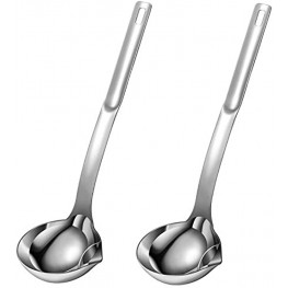 2 Pieces Oil Separator Ladle 304 Stainless Steel Oil Soup Separator Spoon 12 Inch Oil-Separated Spoon with Long Handle for Stirring Serving Soups and More