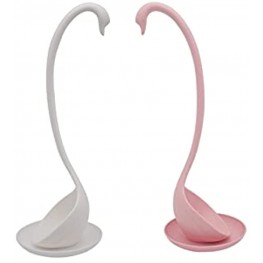 2PCS Swan soup ladle long-handled cooking spoon soup ladle with base,7 Inches Gravy Soup Spoon pink and white
