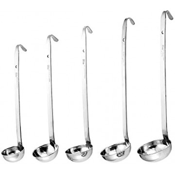 5Pcs Soup Ladle and Ladle Spoon,Odowalker Stainless Steel Hooked Handle Ladle with Pouring Rim for Kitchen Cooking Soup Sauce 1oz 2oz 4oz 6oz 8oz
