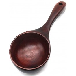 8 Inch Multipurpose Wooden Scoop Spoon Ladle With Short Handle Dark Brown Wood