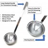 Kasian House Stainless Steel Ladle with Oil and Fat Skimmer Unique Skimming Ladle Design Straining Ladle Long Hooked Handle Commercial Kitchen Soup and Broth Ladle