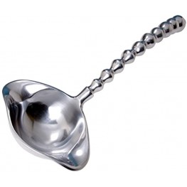 KINDWER Solid Aluminum Beaded Ladle 14-Inch Silver