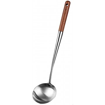 Soup Ladle Stainless Steel Spoons Cooking with Heat-Resistant Wooden Handle