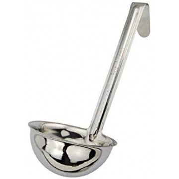 Winco LDI-60SH 6 Oz Stainless Steel Soup Ladle with 6-Inch Handle One Piece Sauce Portioner Solid Serving Spoon NSF