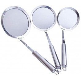 CDOFFICE Set of 3 Hot Pot Fat Skimmer Spoon Stainless Steel Mesh Strainer Oil Skimmer Spoon for Kitchen Frying Skimming Grease and Foam