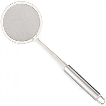 HSimple Fat Skimmer Spoon Stainless Steel Fine Mesh Food Strainer with Handle for Hot Pot Grease Foam Gravy and Oil Skimming