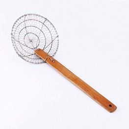 Letschef Stainless Steel Spider Strainer Asian Kitchen Wire Food Cooking Skimmer With Natural Bamboo Handle 6-Inch Hand-Made