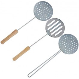 Metal Stainless Steel Skimmer Spoon Pack of 3 Skimming Slotted Cooking Spoon Best Strainer Spoon for Kitchen