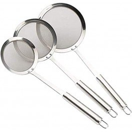 SKEMIX Stainless Steel Fine Mesh Skimmer Spoon for Japanese Hot Pot,Skimmer Spoonfor Food Kitchen Cooking Fat Oil Filter-3 Pack
