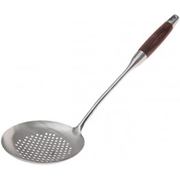Skimmer Slotted Spoon,304 Stainless Steel Slotted Spoon with Heat Resistant Wooden Handle，Large Kitchen Utensil Cooking Strainer Ladle for Daily Use 15.5 Inch