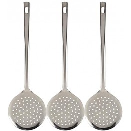 Skimmer with Handle Pack of 3 Stainless Steel Slotted Spoon Skimming Strainer