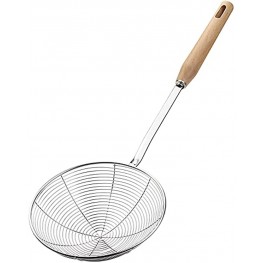 Spider Strainer Skimmer Spoons 6.1 Inch Spider Strainer Skimmer Ladle for Cooking and Frying Cooking Utensils Strainer with Wooden Handle Wire Spider Strainer Slotted Spoon for Kitchen