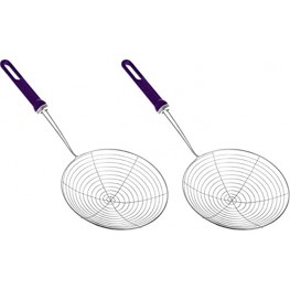 Stainless Steel Mesh with Handle Pack of 2 Frying Metal Spoon for Cooking French Skimmer Fry Strainer