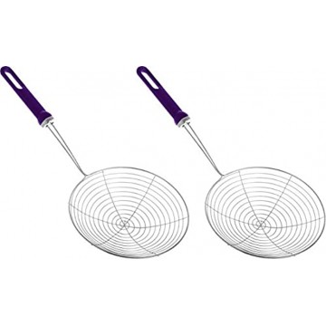 Stainless Steel Mesh with Handle Pack of 2 Frying Metal Spoon for Cooking French Skimmer Fry Strainer