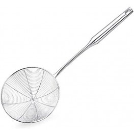 Tenta Kitchen Latest Stainless Steel Spider Strainer Skimmer Ladle One Piece Solid Stainless Steel Handle 5.9 inch 1pc